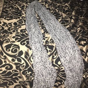 White, grey, and black cheetah scarf