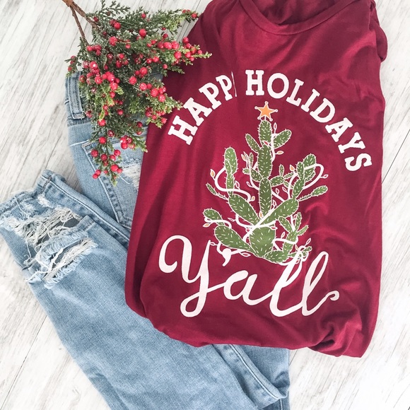 Jennifer's Chic Boutique Tops - Happy Holidays Y'all Tee