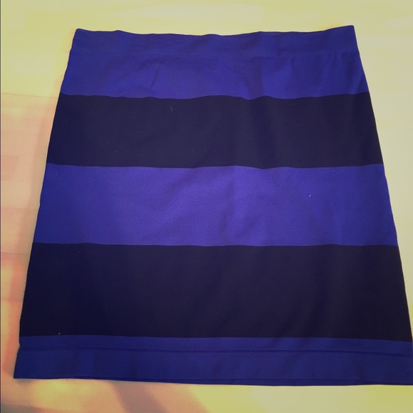 Black and blue striped body con mini skirt