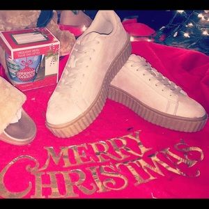 Natural Suede Platform Sneakers