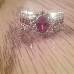 Ruby ring with a Sterling silver band plated