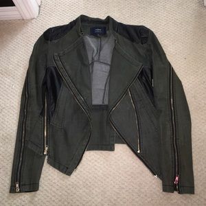 Leather and Olive Denim Jacket