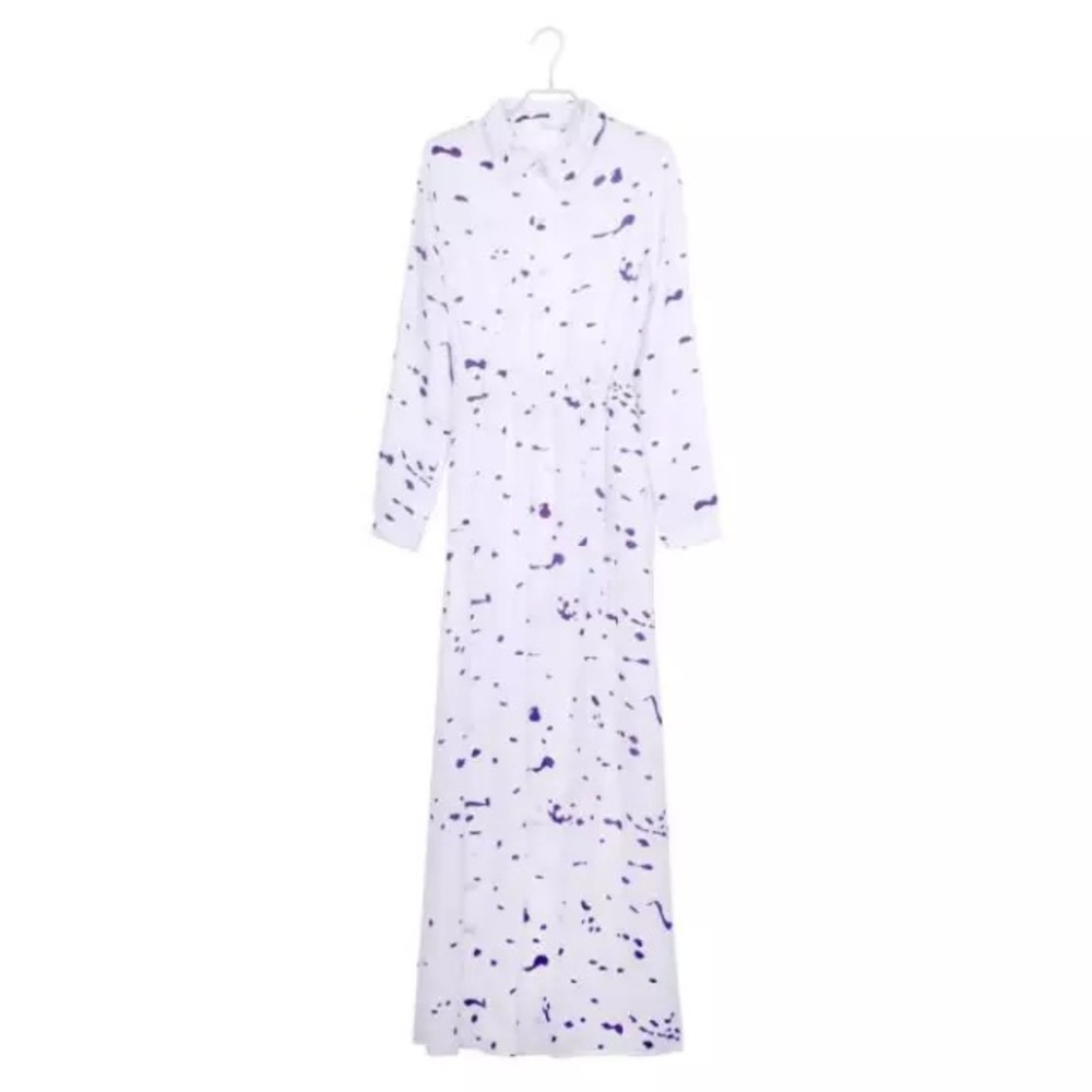 🎉HP🎉 Longsleeve MAXI DRESS Purple & White NEW - Picture 2 of 3