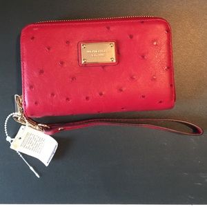 MK Red Ostrich Leather wristlet