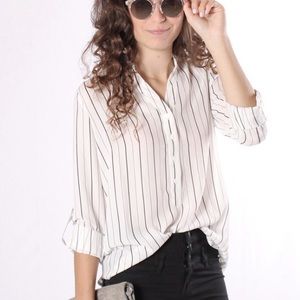 Life Sentence - Black & White Striped Blouse