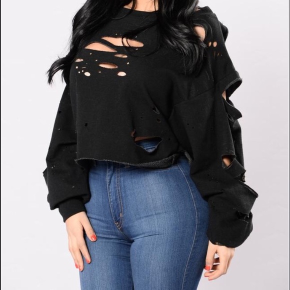 Distressed sweatshirt