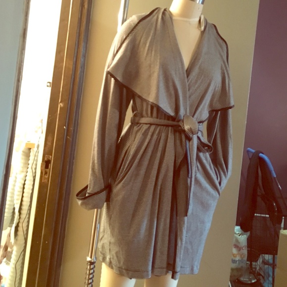 Black and white thin striped robe