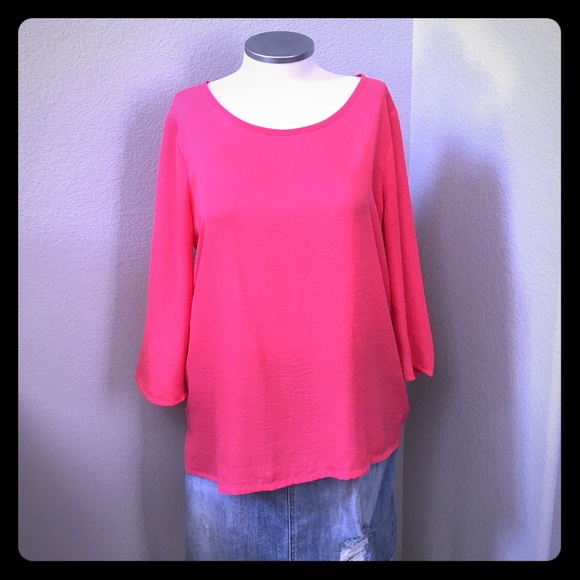 Hot pink zipper back blouse