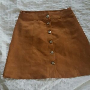Button up faux suede skirt