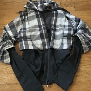 Lululemon gray and white plaid rain jacket