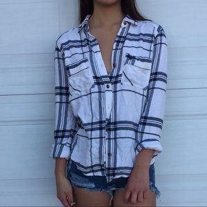 White and Blue Striped Flannel