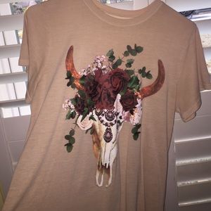 Bull Skull and Flowers T-Shirt