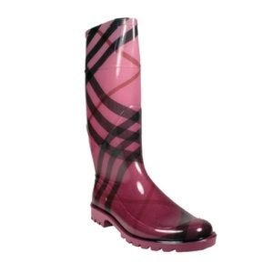 Pink Burberry rain boots