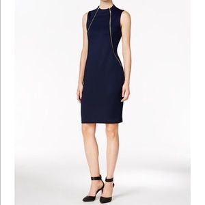 Calvin Klein mock neck zip sheath dress