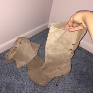 Suede calve high boots