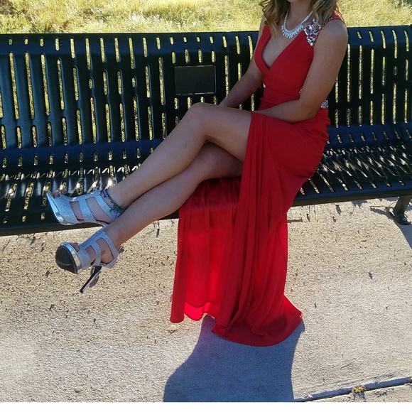 Red and silver prom/homecoming dress.