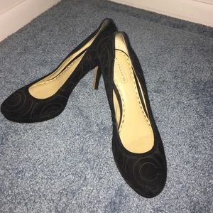Suede coach heels