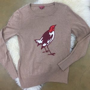 Khaki bird print sweater, merona brand