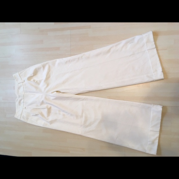 Winter white wide leg cuffed trouser