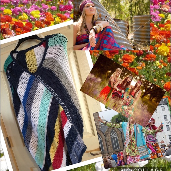 Hand knit Poncho One of a Kind
