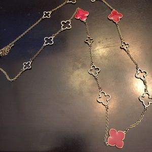 Red and gold layering necklace