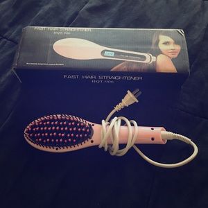 Hair brush straightener