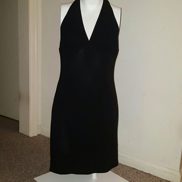 Beautiful black halter v cut dress.