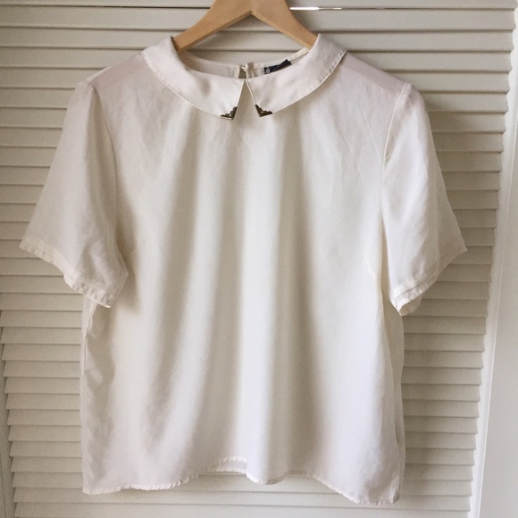 Sparkle & Fade White Blouse w/ Metal Tipped Collar