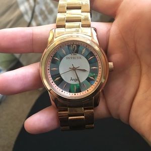 Invicta gold abalone watch