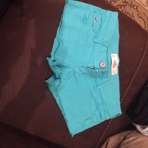 Teal denim hollister shorts