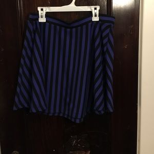 Royal blue and black striped circle skirt