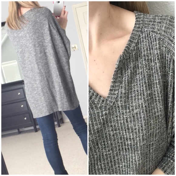 LAST ITEM▫️Salt and Pepper Ribbed Boxy Top - Picture 4 of 4