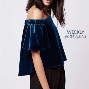 Topshop Velvet Off the Shoulder Top