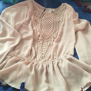 Lacey, dressy, beige shirt