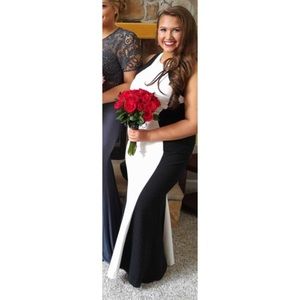 Black and white slimming prom dress