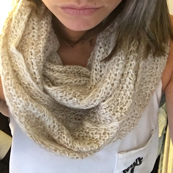 Off white/tan sparkle infinity scarf