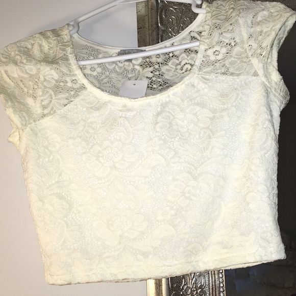 White lace crop top