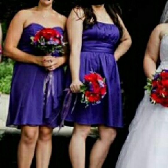David's Bridal strapless bridesmaid dress