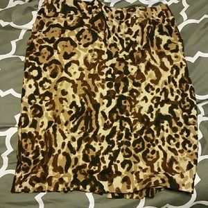 Leopard Print Pencil Skirt Merona Pockets