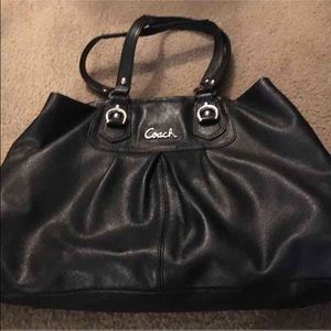 Black leather Coach purse