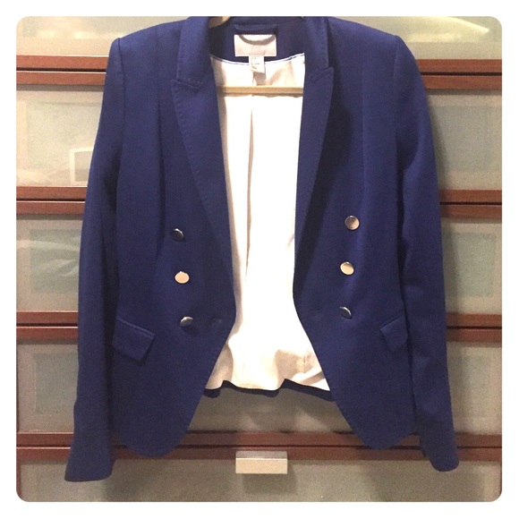 Navy Silver Button Blazer