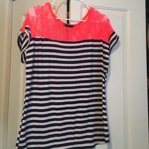 Shirt, lacy, black and white