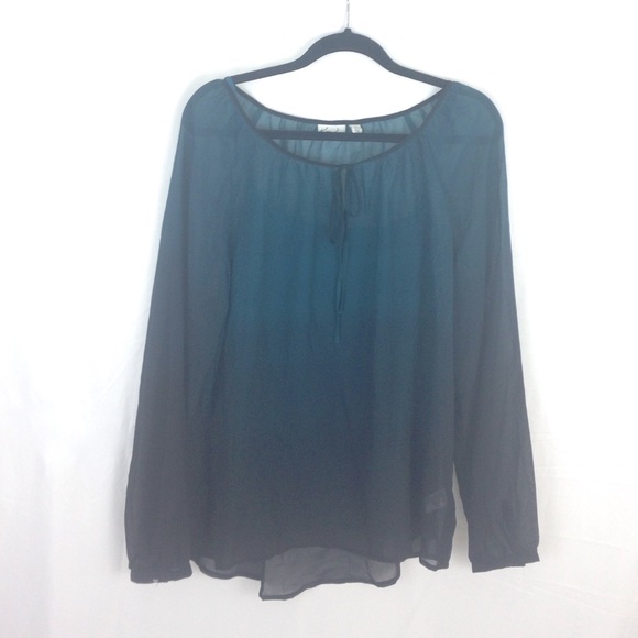 Green Ombré Long Sleeved Blouse and Tanktop