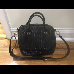 Sequin basketweave bag
