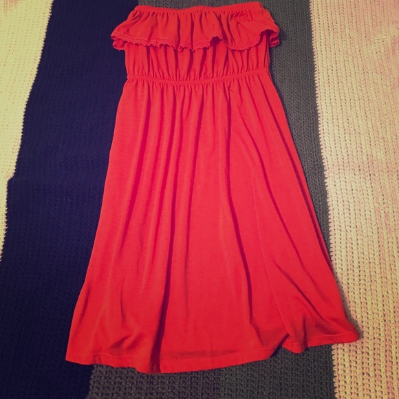 Orange strapless sundress