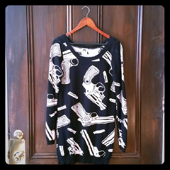Vintage Betsey Johnson Guns Bullets Sweater Tunic