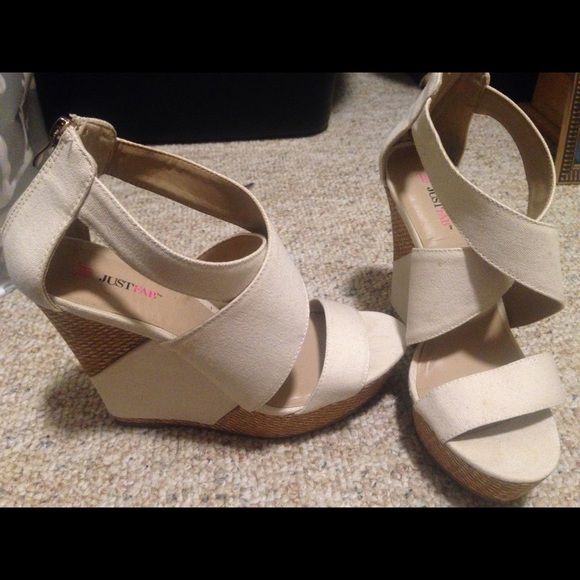 Never worn! Beige Just Fab Wedges