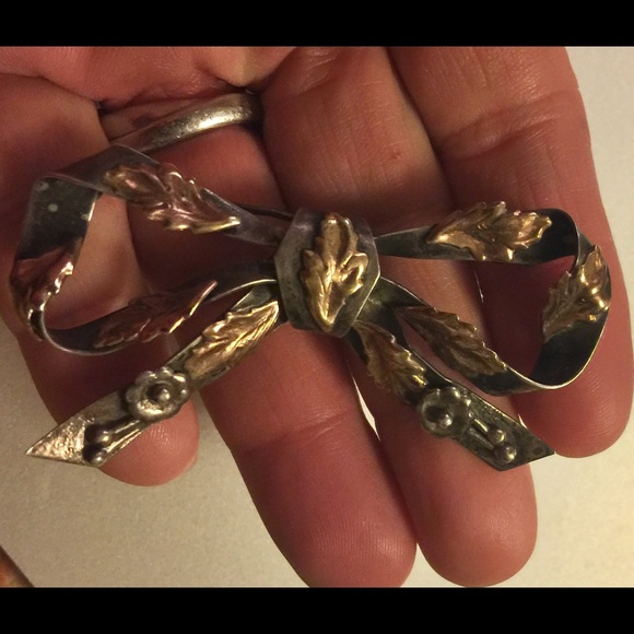 VIntage HOBE Sterling & 14K gold brooch - 3"