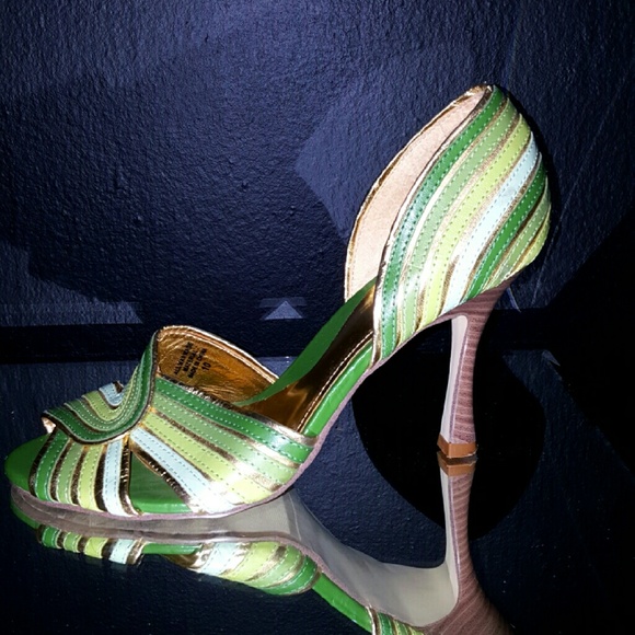 **SOLD**  Green Open Toe Heels