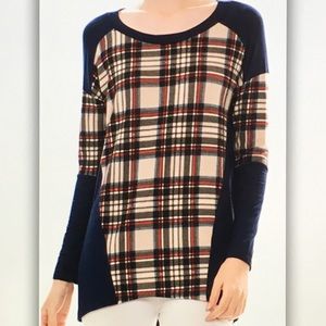 🍄Blue/red🍄plaid long sleeve blouse